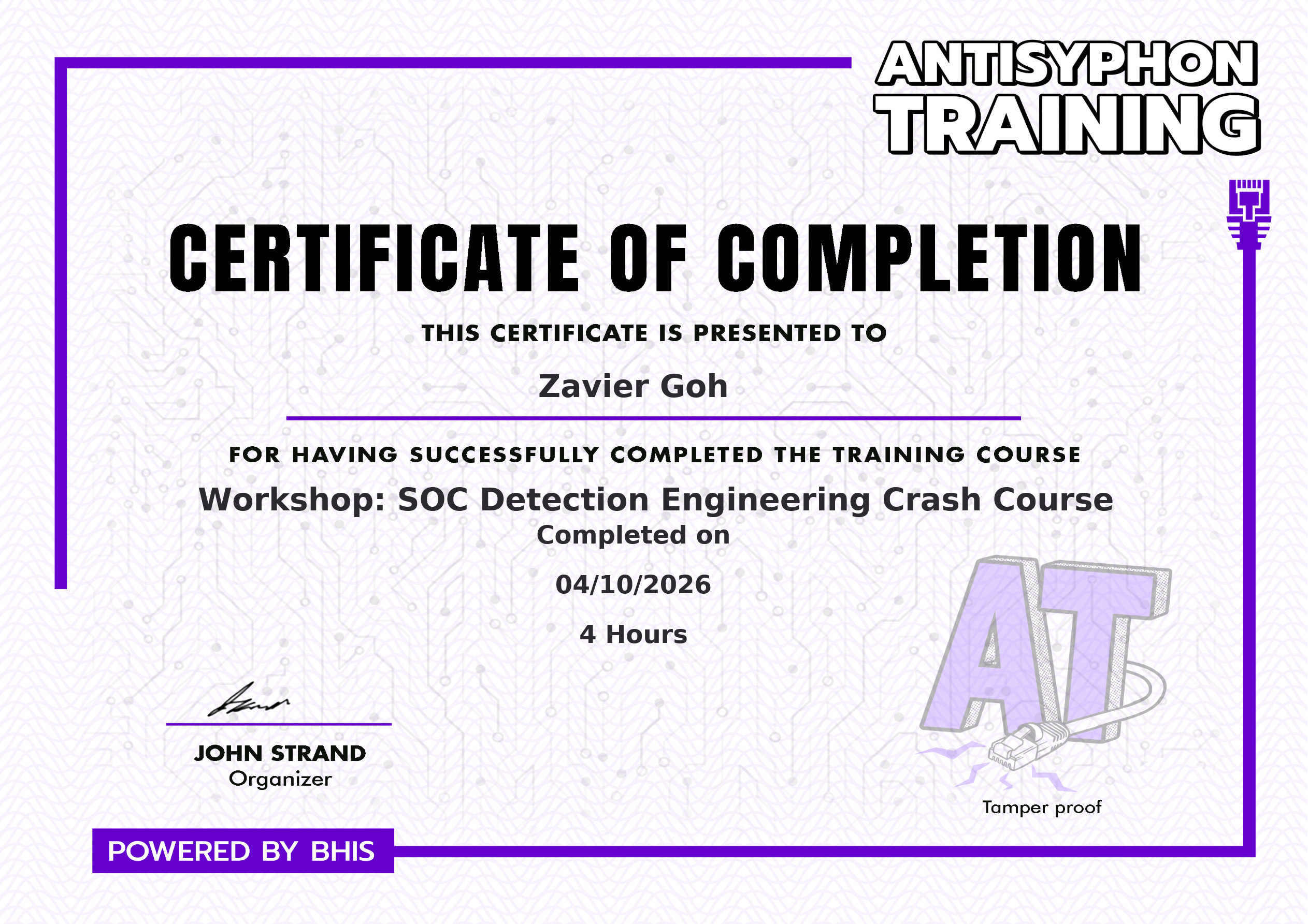 Antisyphon Training SOC Detection Engineering Crash Course Workshop